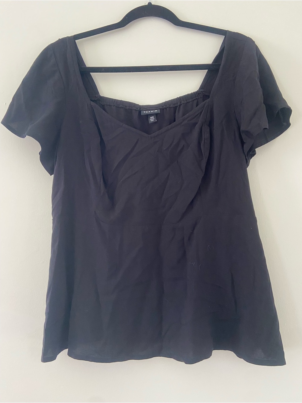 torrid Black Short Sleeve Square Neck Blouse